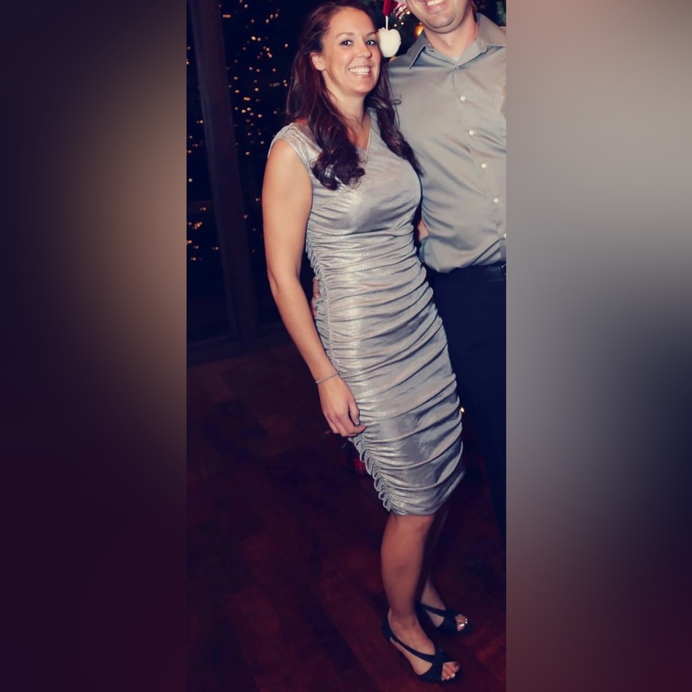 Express medium silver semi formal dress